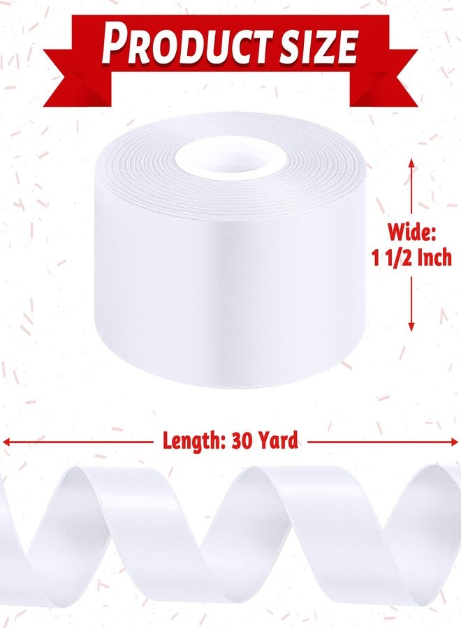 Fullive White Ribbon for Gift Wrapping, 30 Yards White Ribbon 1 1/2 Inch, Solid Polyester Satin Wedding Ribbons for Wedding Valentines Decorations DIY Hair Bows Wrapping Bouquet Floral Arrangements - Image 2